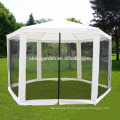 Gazebo hexagonal en acier extérieur avec moustiquaire